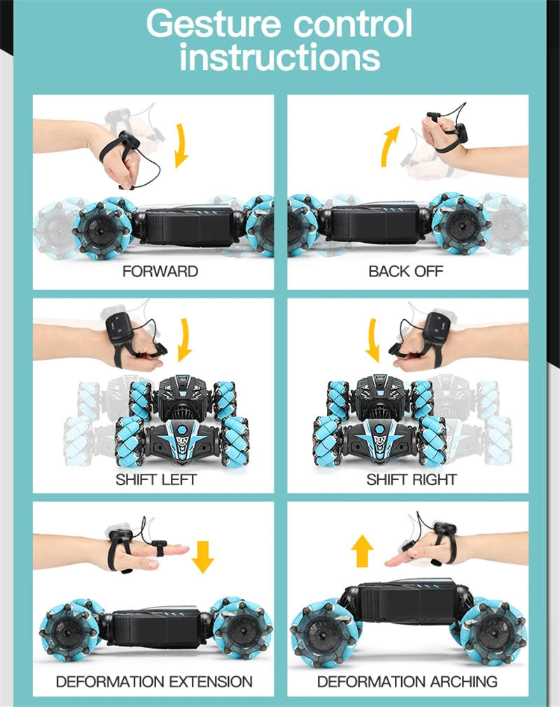 Masinuta RC Control Dual, prin Gesturi si Telecomanda, 30 km/h, Efecte de Lumini
