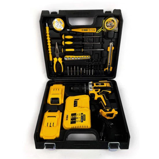 Bormasina Electrica Autofiletanta, 48V Cu Percutie, 2 Acumulatori, Incarcator Si Set 24 Accesorii