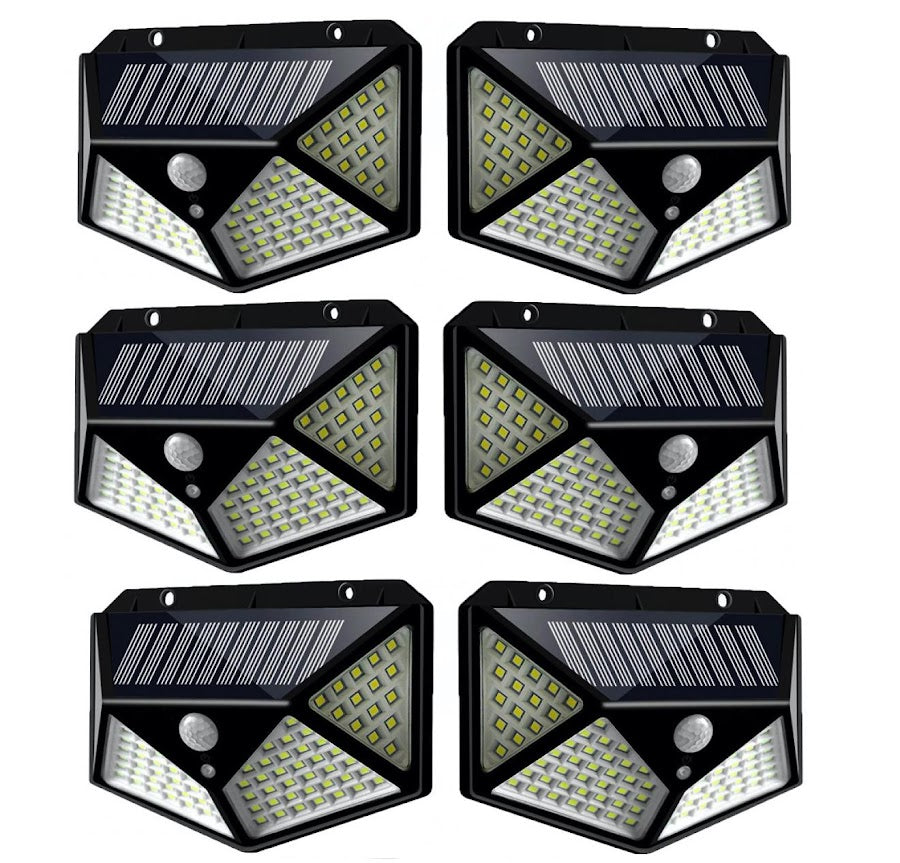 Set 6x Lampi Solare, LED 100, 4 Cadrane - Senzor + Lumina 270°