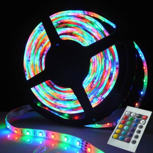 Set 2x Benzi LED RGB, 5M, 12V, Telecomanda Wireless, Multicolore