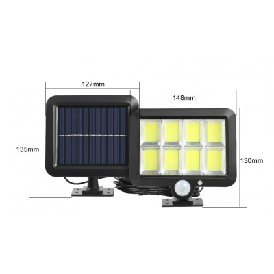 Lampa cu incarcare Solara, 100 LED-uri COB, 100W, Waterproof IP65 si Senzor de miscare
