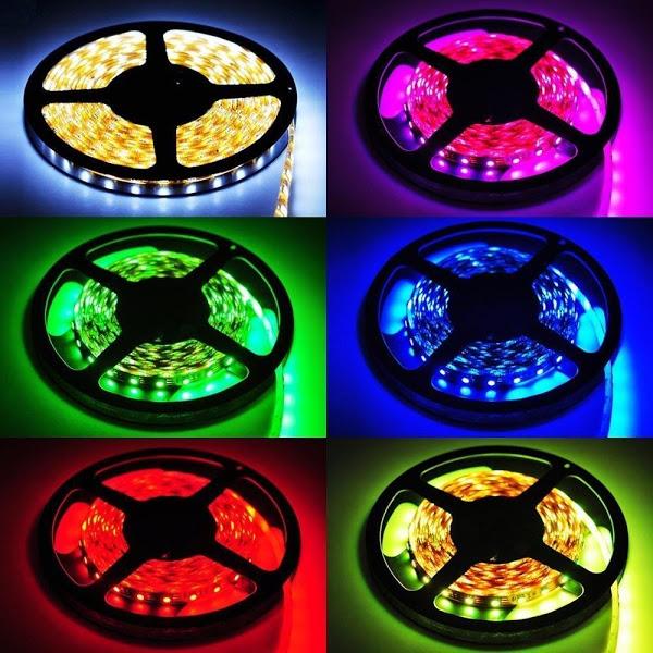 Set 2x Benzi LED RGB, 5M, 12V, Telecomanda Wireless, Multicolore