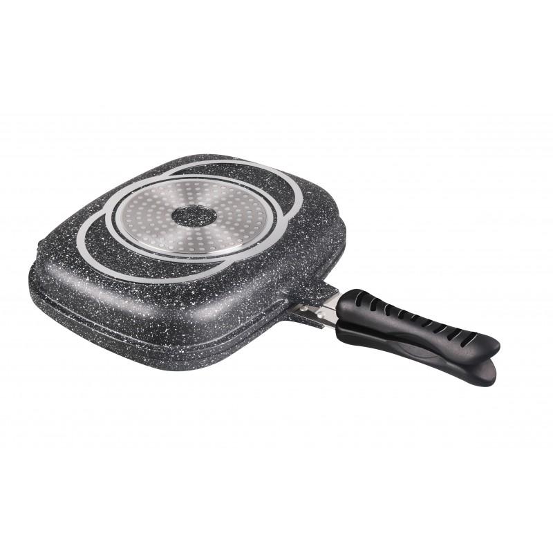 Tigaie dubla Bohmann 32 cm BH 1700-32MRB, din aluminiu forjat, inductie, marmorata