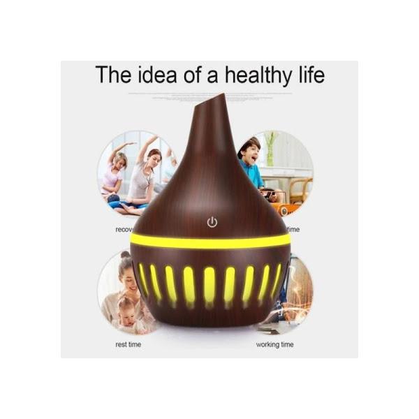 Difuzor Aromaterapie, 300 ml, Maro Wenge, LED Multicolor