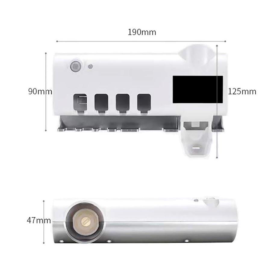 Dozator pentru pasta de dinti, suport pentru periute, cu alimentare solara, Sterilizare UV