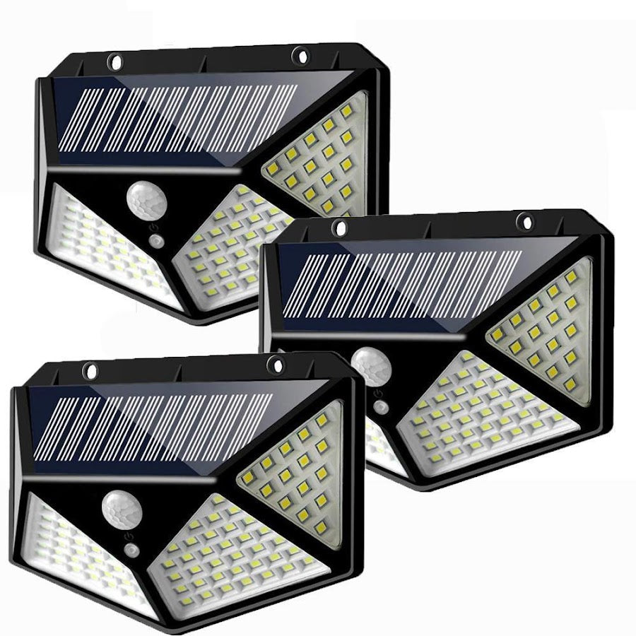 Set 6x Lampi Solare, LED 100, 4 Cadrane - Senzor + Lumina 270°