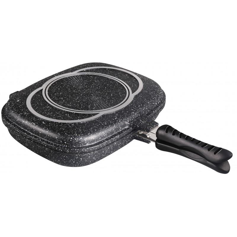 Tigaie dubla Bohmann 32 cm BH 1700-32MRB, din aluminiu forjat, inductie, marmorata