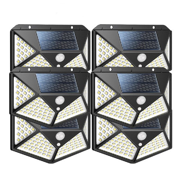 Set 6x Lampi Solare, LED 100, 4 Cadrane - Senzor + Lumina 270°