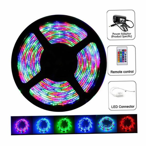 Set 2x Benzi LED RGB, 5M, 12V, Telecomanda Wireless, Multicolore