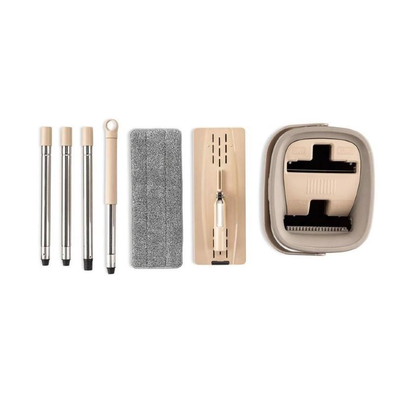 Mop Pliabil cu Galeata Dubla, 21,5 x 37,5 x 19,5 cm, Laveta din microfibra, Capacitate 8l, Compact