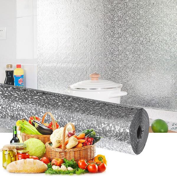 Folie de Aluminiu 60x300cm pentru bucatarie, cu Rezistenta Termica, Impermeabila