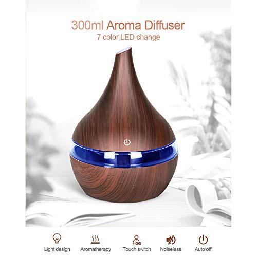 Difuzor Aromaterapie cu 7 culori LED, 300 ml, cablu USB, Wenge