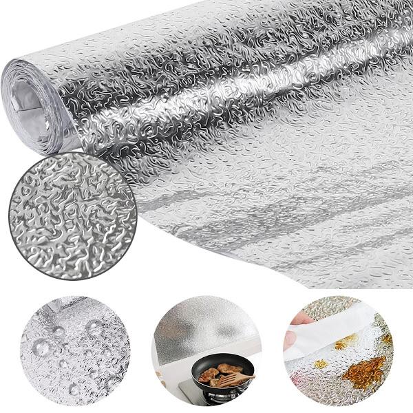 Folie de Aluminiu 60x300cm pentru bucatarie, cu Rezistenta Termica, Impermeabila
