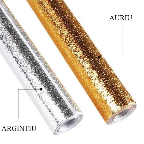 Folie de Aluminiu 60x300cm pentru bucatarie, cu Rezistenta Termica, Impermeabila