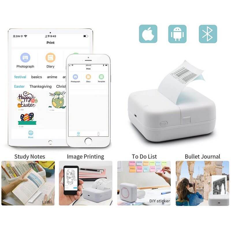 Mini imprimanta cu Rola Termica, pentru telefon, iOS/Android
