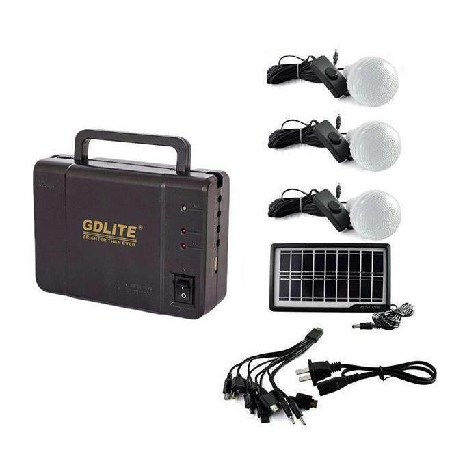 Kit Camping fotovoltaic cu panou solar, GD-8006A, 3 becuri LED si slot USB Multimedia