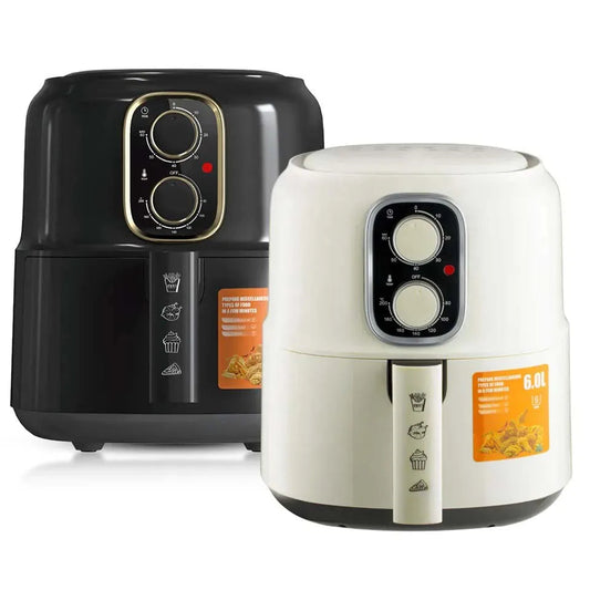 Friteuza - Air Fryer RAF® - 4.8L, 1600W, Control Manual, cu functie Auto-Oprire, Negru/Alb