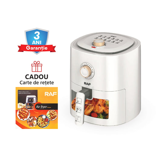 Friteuza RAF - Air Fryer 6L 1600W, Functie de Gatire Rapida, Alb