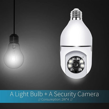 Camera IP HD Smart-Bulb, cu Senzor PIR 90 De grade, Slot Card SD, Rotație 355°, Viziune Nocturna, Aplicatie Mobila