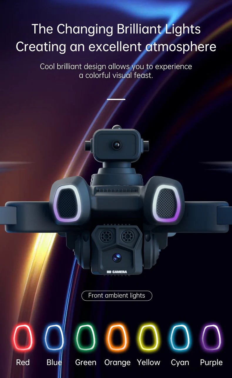 Drona JJRC H117 cu Lumini Schimbatoare, Pozitionare prin Flux Optic, Camera Duala HD,  Control APP - 2 Baterii, Negru