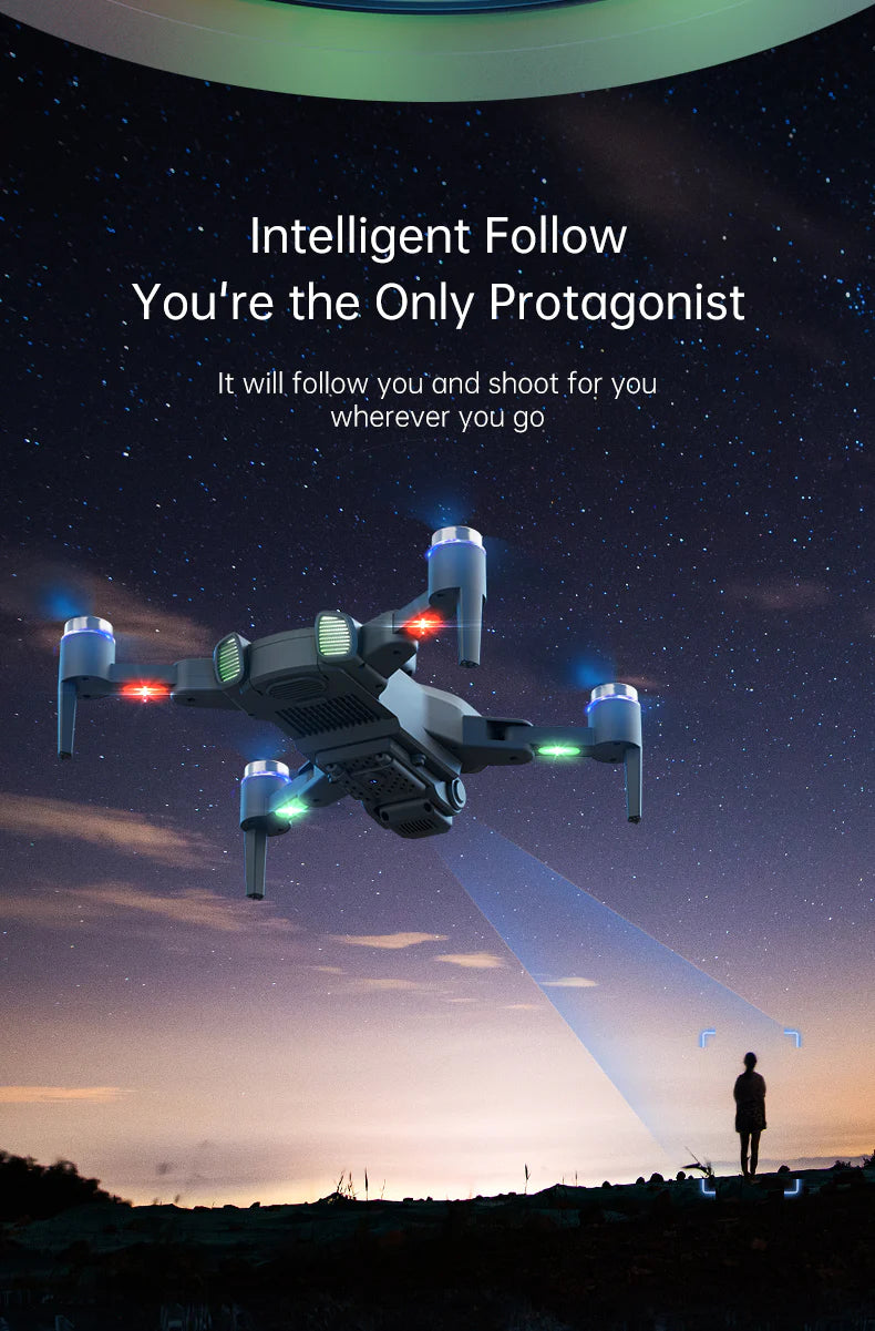 Drona JJRC H117 cu Lumini Schimbatoare, Pozitionare prin Flux Optic, Camera Duala HD,  Control APP - 2 Baterii, Negru