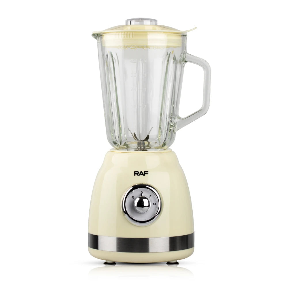 Blender Electric RAF Bej- 1.5l, 1000W, 15000 RPM, cu Corp din Sticla + Rasnita de Cafea