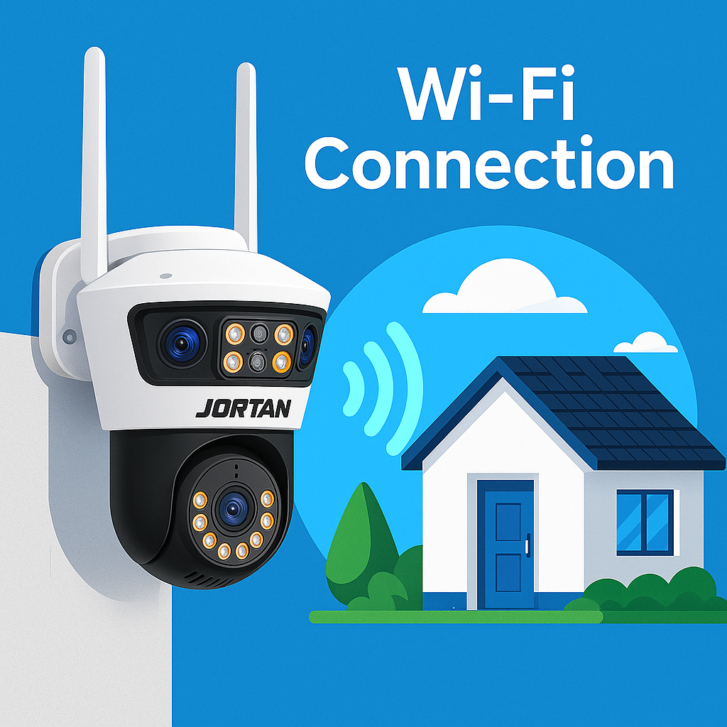 Camera Tri-Lens 9MP Jortan, WiFi/LAN, Night Vision Color, IP66, Yoosee + Card MicroSD 64GB