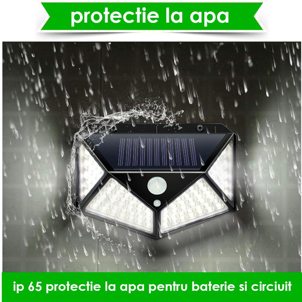 Set 4x Lampi Solare, LED 100, 4 Cadrane - Senzor + Lumina 270°