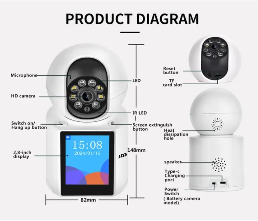 Camera Smart Jortan JT-9291 Pro - 3MP, Detectare Miscare, Night Vision, Apeluri Video, Panoramare 355°