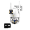 Camera Jortan Dual PTZ 9697QJ, 6MP UHD, Color Noaptea, LAN/Wireless, IP66, Card 64GB inclus