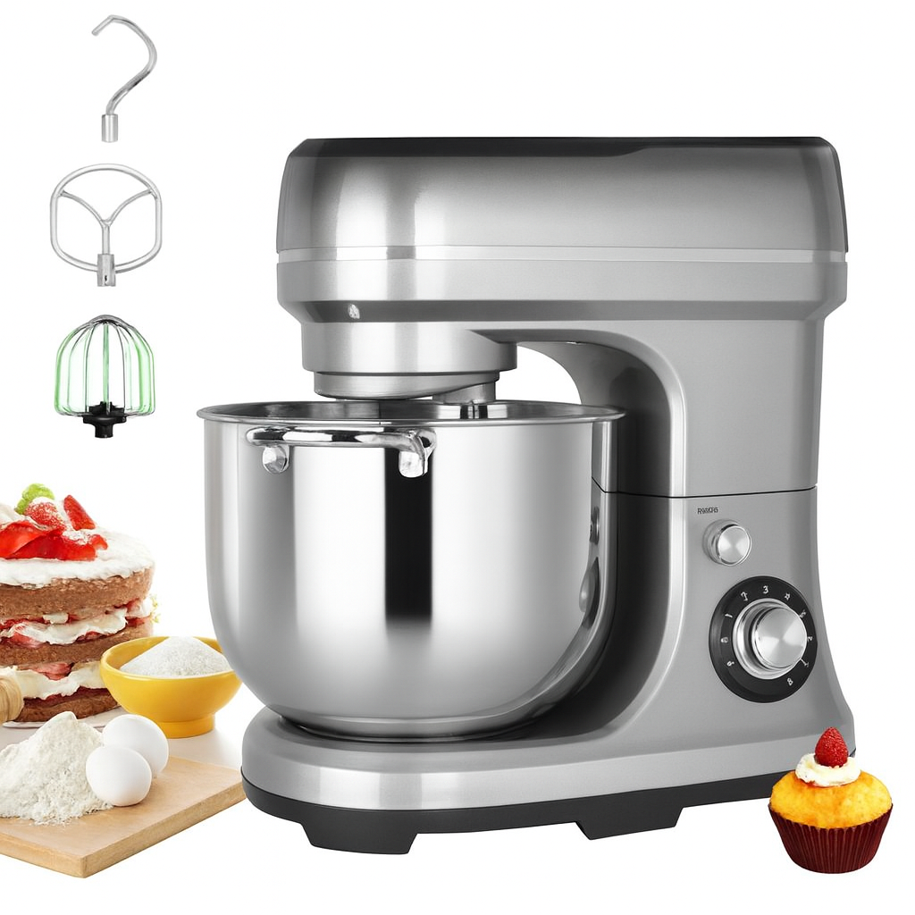 Mixer Planetar Hoffmans HM-8082, 15L, 2000W, 6 Viteze + Turbo, Bol Inox, Accesorii Incluse