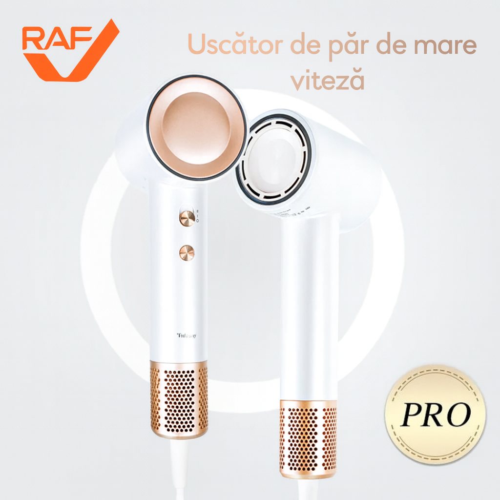 Uscator de Par RAF R423 – 1600W, 3 Trepte de Temperatura, 2 Viteze, Cap Magnetic de Precizie