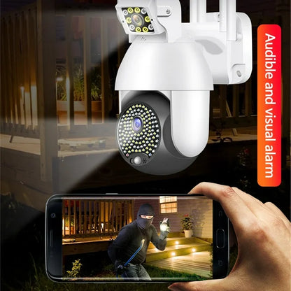 Camera IP Exterior 1080P, Rotire Completa, 3 Moduri Viziune Nocturna, Conectivitate WiFi, Alerte Mobile