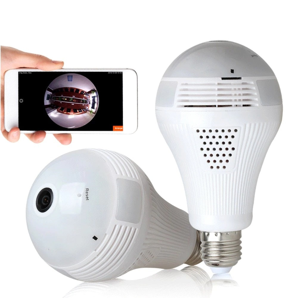 Camera IP Panoramica unghi 360 grade, Insurubare tip bec, Wifi, Aplicatie Live pe Telefon