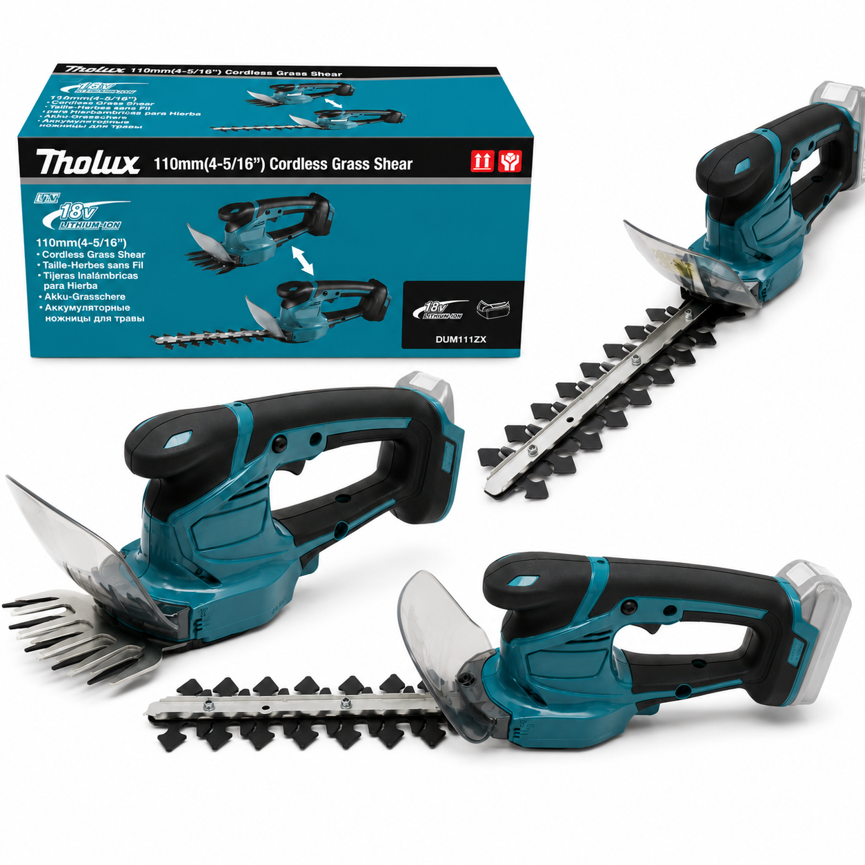 ThoLux Foarfeca Electrica Gradina 48V - 2 Acumulatori, 2 Lame, pentru Iarba si Gard Viu
