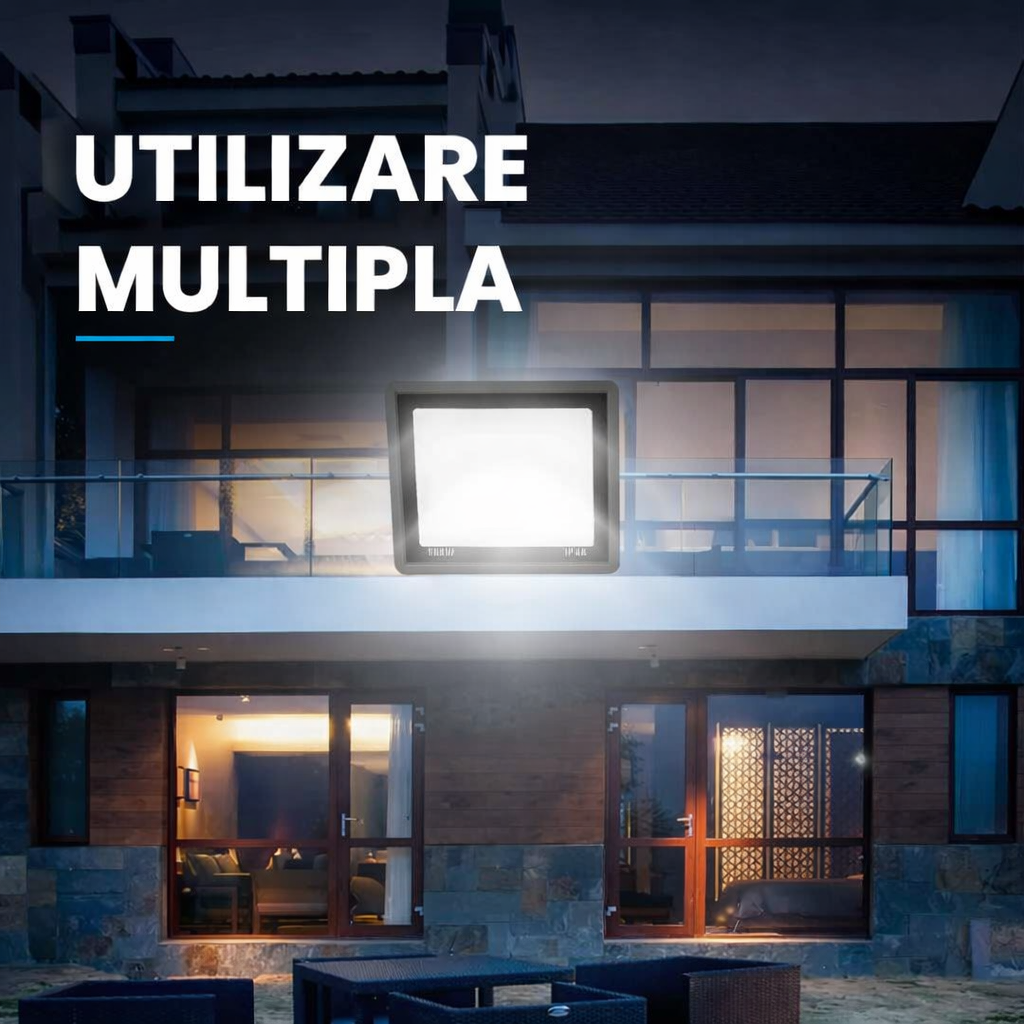Set 5x Proiectoare LED 50W Jortan, 3000 Lumeni - Aluminiu Premium, Alb Rece Diamond White + Sticla Rezistenta