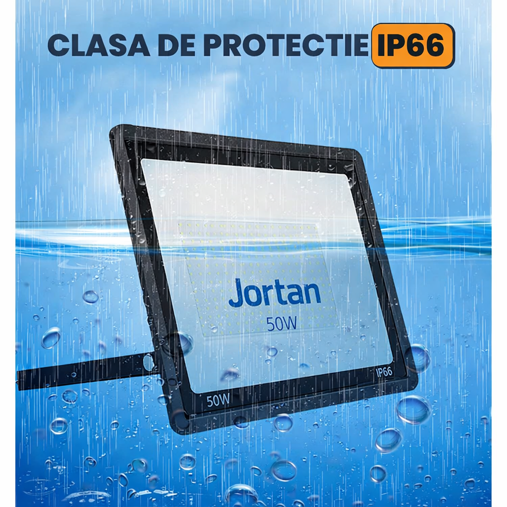 Set 5x Proiectoare LED 50W Jortan, 3000 Lumeni - Aluminiu Premium, Alb Rece Diamond White + Sticla Rezistenta