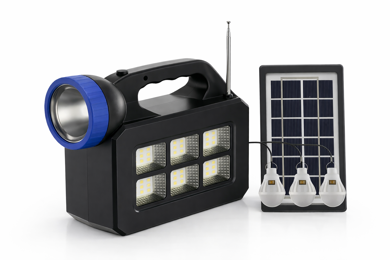 Generator Solar Jortan T08 - Powerbank 25000mAh, Panou 5W, 3 Becuri LED, Radio FM, Bluetooth
