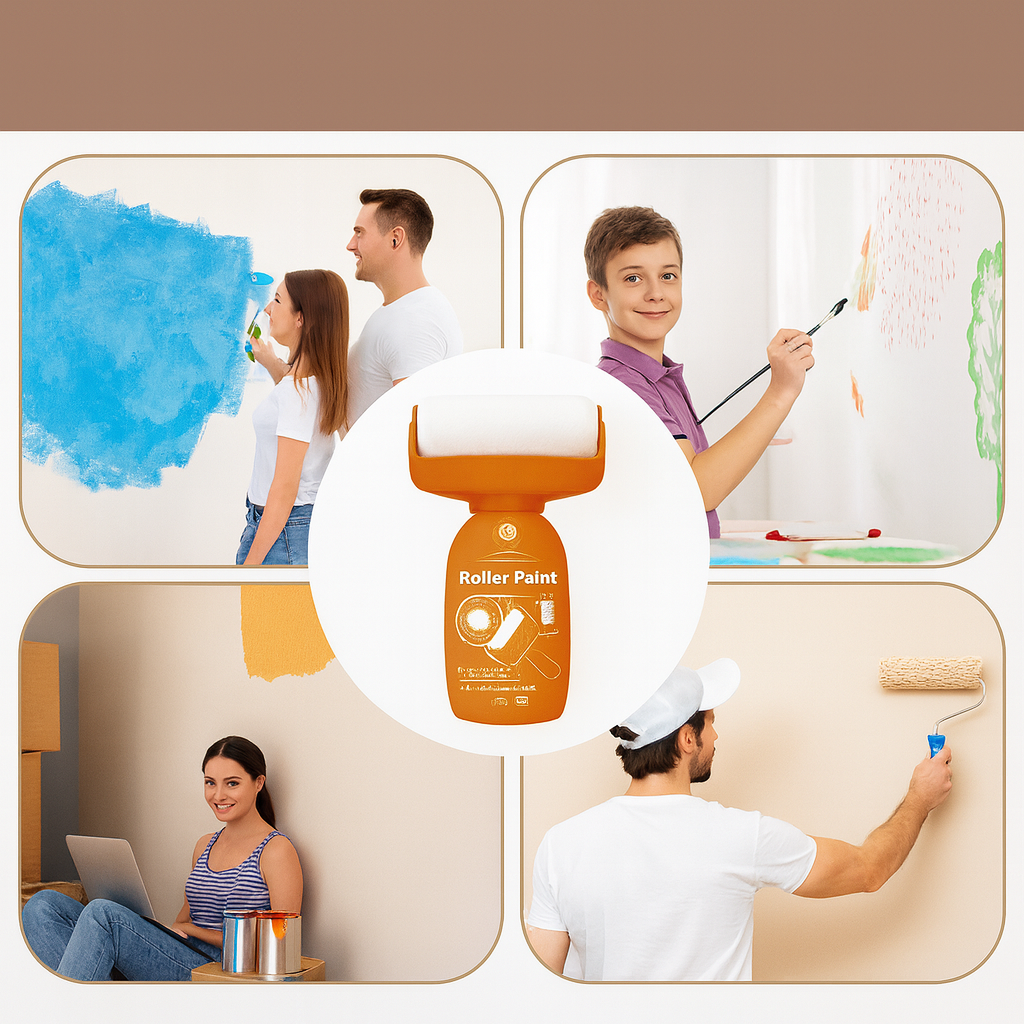 SET 3X Kit Pentru Retus Pereti Albi, Rola de Vopsea 2-în-1 cu Rezervor, 500g