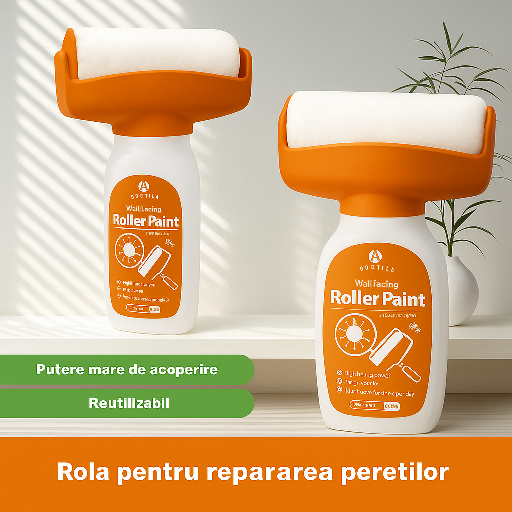 SET 3X Kit Pentru Retus Pereti Albi, Rola de Vopsea 2-în-1 cu Rezervor, 500g