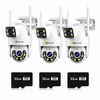 Set 3 Camere Supraveghere, 6MP Total, PTZ Jortan Wi-Fi/LAN 9697QJ, Vizualizare Color Nocturna, 3x Carduri microSD 32GB