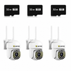 SET 3x Camere de Supraveghere, cu 28 LED-uri, Senzor CMOS, Vedere Nocturna, + 3 Carduri 64GB