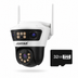 Camera Tri-Lens 9MP Jortan, WiFi/LAN, Night Vision Color, IP66, Yoosee + Card MicroSD 32GB