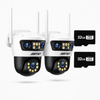 SET 2x Camere Tri-Lens 9MP Jortan, WiFi/LAN, Night Vision Color, IP66, Yoosee + 2x Carduri MicroSD 32GB