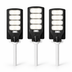 Set 3x Lampi Solare LED 200W Jortan – 4 Cadrane LED, Baterie 12000mAh, IP65 + 3x Picioare metalice