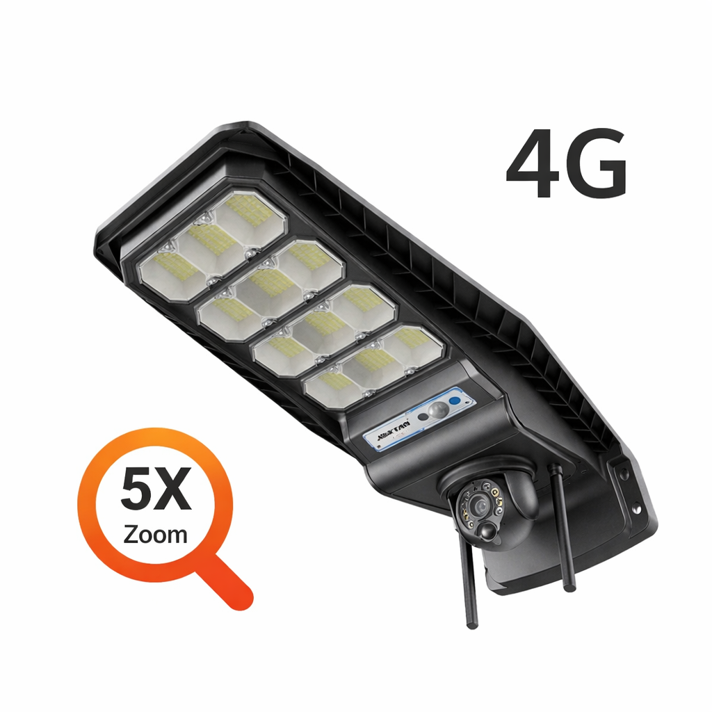 Lampa Stradala Solara 400W - cu Camera Supraveghere 4G 1080p - IP66, Viziune Nocturna Color + Telecomanda