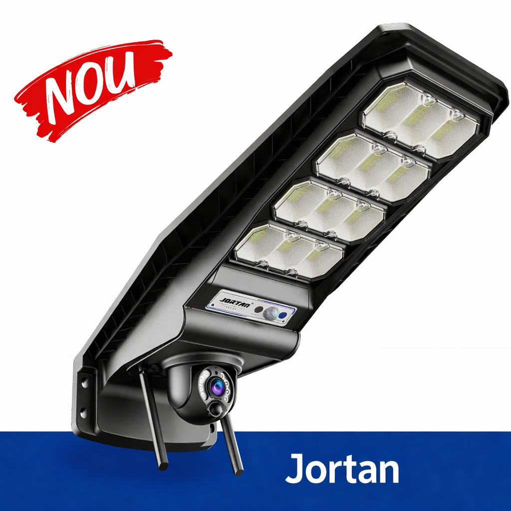 Lampa Stradala Solara 400W - cu Camera Supraveghere 4G 1080p - IP66, Viziune Nocturna Color + Telecomanda
