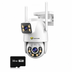 Camera Jortan Dual PTZ 9697QJ, 6MP UHD, Color Noaptea, LAN/Wireless, IP66, Card 32GB inclus