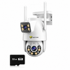 Camera Jortan Dual PTZ 9697QJ, 6MP UHD, Color Noaptea, LAN/Wireless, IP66, Card 32GB inclus