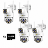 Set 4 Camere Supraveghere Wi-Fi/LAN Jortan 9697QJ, Color Noaptea, 6MP, PTZ, 4x Carduri microSD 32GB Incluse
